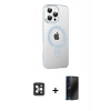 MARSİLYAN™- iPhone 16 Pro Max Kılıf Yörünge Koleksiyonu - Siyah 3D Antistatik Hayalet Cam Ekran Koruyucu + PVD Metal Kamera Lens - SH