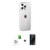 MARSİLYAN™- iPhone 16 Pro Max Kılıf Yörünge Koleksiyonu - Siyah 3D Antistatik Hayalet Cam Ekran Koruyucu + Raze Metal Kamera Lens - BZ