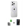 MARSİLYAN™- iPhone 16 Pro Max Kılıf Yörünge Koleksiyonu - Siyah 3D Antistatik Hayalet Cam Ekran Koruyucu + Raze Metal Kamera Lens - SH