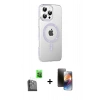 MARSİLYAN™- iPhone 16 Pro Max Kılıf Yörünge Koleksiyonu - Siyah 3D Antistatik Mat Seramik Nano Ekran Koruyucu + Raze Metal Kamera Lens - SH