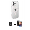 MARSİLYAN™- iPhone 16 Pro Max Kılıf Yörünge Koleksiyonu - Siyah 3D Antistatik Mat Seramik Nano Ekran Koruyucu + PVD Metal Kamera Lens - SH