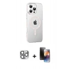 MARSİLYAN™- iPhone 16 Pro Max Kılıf Yörünge Koleksiyonu - Siyah 3D Antistatik Mat Seramik Nano Ekran Koruyucu + Pers Alüminyum Kamera Lens - GI