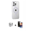 MARSİLYAN™- iPhone 16 Pro Max Kılıf Yörünge Koleksiyonu - Siyah 3D Antistatik Mat Seramik Nano Ekran Koruyucu + Gümüş Pers Alüminyum Kamera Lens
