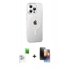 MARSİLYAN™- iPhone 16 Pro Max Kılıf Yörünge Koleksiyonu - Siyah 3D Antistatik Mat Seramik Nano Ekran Koruyucu + Raze Metal Kamera Lens - BZ