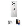 MARSİLYAN™- iPhone 16 Pro Max Kılıf Yörünge Koleksiyonu - Siyah 3D Antistatik Mat Seramik Nano Ekran Koruyucu + Gümüş Pers Alüminyum Kamera Lens