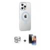 MARSİLYAN™- iPhone 16 Pro Max Kılıf Yörünge Koleksiyonu - Siyah 3D Antistatik Mat Seramik Nano Ekran Koruyucu + Gümüş Pers Alüminyum Kamera Lens