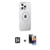 MARSİLYAN™- iPhone 16 Pro Max Kılıf Yörünge Koleksiyonu - Siyah 3D Antistatik Mat Seramik Nano Ekran Koruyucu + PVD Metal Kamera Lens - SH