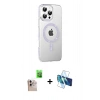 MARSİLYAN™- iPhone 16 Pro Max Kılıf Yörünge Koleksiyonu - Siyah 3D Antistatik Seramik Nano Ekran Koruyucu + Raze Metal Kamera Lens - NLGY