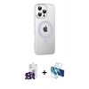 MARSİLYAN™- iPhone 16 Pro Max Kılıf Yörünge Koleksiyonu - Siyah 3D Antistatik Seramik Nano Ekran Koruyucu + Bilvis Titan Kamera Lens - SH
