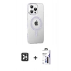 MARSİLYAN™- iPhone 16 Pro Max Kılıf Yörünge Koleksiyonu - Siyah Bilvis 3X AR Hayalet Cam Ekran Koruyucu + PVD Metal Kamera Lens - SH