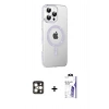 MARSİLYAN™- iPhone 16 Pro Max Kılıf Yörünge Koleksiyonu - Siyah Bilvis 3X AR HD Cam Ekran Koruyucu + PVD Metal Kamera Lens - GD