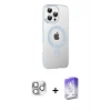 MARSİLYAN™- iPhone 16 Pro Max Kılıf Yörünge Koleksiyonu - Siyah Bilvis 5in1 3D Magic Cam Ekran Koruyucu + Gümüş Pers Alüminyum Kamera Lens