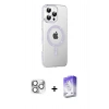 MARSİLYAN™- iPhone 16 Pro Max Kılıf Yörünge Koleksiyonu - Siyah Bilvis 5in1 3D Magic Cam Ekran Koruyucu + Gümüş Pers Alüminyum Kamera Lens