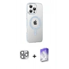 MARSİLYAN™- iPhone 16 Pro Max Kılıf Yörünge Koleksiyonu - Siyah Bilvis 5in1 3D Magic Cam Ekran Koruyucu + Pers Alüminyum Kamera Lens - GI