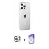 MARSİLYAN™- iPhone 16 Pro Max Kılıf Yörünge Koleksiyonu - Siyah Bilvis 5in1 3D Magic Cam Ekran Koruyucu + Pers Alüminyum Kamera Lens - GI