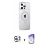MARSİLYAN™- iPhone 16 Pro Max Kılıf Yörünge Koleksiyonu - Siyah Bilvis 5in1 3D Magic Cam Ekran Koruyucu + Pers Alüminyum Kamera Lens - GI