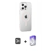 MARSİLYAN™- iPhone 16 Pro Max Kılıf Yörünge Koleksiyonu - Siyah Bilvis 5in1 3D Magic Cam Ekran Koruyucu + Siyah PVD Metal Kamera Lens