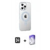 MARSİLYAN™- iPhone 16 Pro Max Kılıf Yörünge Koleksiyonu - Siyah Bilvis 5in1 3D Magic Cam Ekran Koruyucu + Siyah PVD Metal Kamera Lens