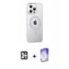 MARSİLYAN™- iPhone 16 Pro Max Kılıf Yörünge Koleksiyonu - Siyah Bilvis 5in1 3D Magic Cam Ekran Koruyucu + PVD Metal Kamera Lens - GS
