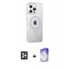 MARSİLYAN™- iPhone 16 Pro Max Kılıf Yörünge Koleksiyonu - Siyah Bilvis 5in1 3D Magic Cam Ekran Koruyucu + Siyah PVD Metal Kamera Lens