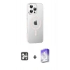 MARSİLYAN™- iPhone 16 Pro Max Kılıf Yörünge Koleksiyonu - Siyah Bilvis 5in1 3D Magic Cam Ekran Koruyucu + PVD Metal Kamera Lens - GS