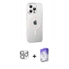 MARSİLYAN™- iPhone 16 Pro Max Kılıf Yörünge Koleksiyonu - Siyah Bilvis 5in1 3D Magic Cam Ekran Koruyucu + Gümüş Pers Alüminyum Kamera Lens