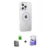 MARSİLYAN™- iPhone 16 Pro Max Kılıf Yörünge Koleksiyonu - Siyah Bilvis 5in1 5D Magic Hayalet Cam Ekran Koruyucu + Raze Metal Kamera Lens - SH
