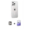 MARSİLYAN™- iPhone 16 Pro Max Kılıf Yörünge Koleksiyonu - Siyah Bilvis 5in1 5D Magic Hayalet Cam Ekran Koruyucu + Gold PVD Metal Kamera Lens