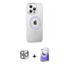 MARSİLYAN™- iPhone 16 Pro Max Kılıf Yörünge Koleksiyonu - Siyah Bilvis 5in1 5D Magic Hayalet Cam Ekran Koruyucu + Pers Alüminyum Kamera Lens - GI