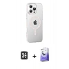 MARSİLYAN™- iPhone 16 Pro Max Kılıf Yörünge Koleksiyonu - Siyah Bilvis 5in1 5D Magic Hayalet Cam Ekran Koruyucu + PVD Metal Kamera Lens - SH
