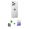 MARSİLYAN™- iPhone 16 Pro Max Kılıf Yörünge Koleksiyonu - Siyah Bilvis 5in1 5D Magic Hayalet Cam Ekran Koruyucu + Raze Metal Kamera Lens - SH