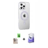 MARSİLYAN™- iPhone 16 Pro Max Kılıf Yörünge Koleksiyonu - Siyah Bilvis 5in1 5D Magic Hayalet Cam Ekran Koruyucu + Natural Grey Raze Metal Kamera Lens