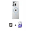 MARSİLYAN™- iPhone 16 Pro Max Kılıf Yörünge Koleksiyonu - Siyah Bilvis 5in1 5D Magic Hayalet Cam Ekran Koruyucu + Gold PVD Metal Kamera Lens