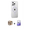 MARSİLYAN™- iPhone 16 Pro Max Kılıf Yörünge Koleksiyonu - Siyah Bilvis 5in1 5D Magic Hayalet Cam Ekran Koruyucu + Pers Alüminyum Kamera Lens - CLTM