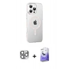 MARSİLYAN™- iPhone 16 Pro Max Kılıf Yörünge Koleksiyonu - Siyah Bilvis 5in1 5D Magic Hayalet Cam Ekran Koruyucu + Pers Alüminyum Kamera Lens - GI