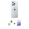 MARSİLYAN™- iPhone 16 Pro Max Kılıf Yörünge Koleksiyonu - Siyah Bilvis 5in1 5D Magic Hayalet Cam Ekran Koruyucu + Beyaz Raze Metal Kamera Lens