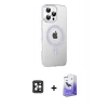 MARSİLYAN™- iPhone 16 Pro Max Kılıf Yörünge Koleksiyonu - Siyah Bilvis 5in1 5D Magic Hayalet Cam Ekran Koruyucu + PVD Metal Kamera Lens - SH