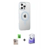 MARSİLYAN™- iPhone 16 Pro Max Kılıf Yörünge Koleksiyonu - Siyah Bilvis 5in1 5D Magic Hayalet Cam Ekran Koruyucu + Natural Grey Raze Metal Kamera Lens