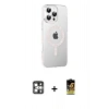MARSİLYAN™- iPhone 16 Pro Max Kılıf Yörünge Koleksiyonu - Siyah Buffer Cam Ekran Koruyucu + PVD Metal Kamera Lens - GS