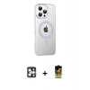 MARSİLYAN™- iPhone 16 Pro Max Kılıf Yörünge Koleksiyonu - Siyah Buffer Cam Ekran Koruyucu + PVD Metal Kamera Lens - GS