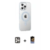 MARSİLYAN™- iPhone 16 Pro Max Kılıf Yörünge Koleksiyonu - Siyah Buffer Hayalet Cam Ekran Koruyucu + Gold PVD Metal Kamera Lens