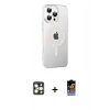 MARSİLYAN™- iPhone 16 Pro Max Kılıf Yörünge Koleksiyonu - Siyah Buffer Hayalet Cam Ekran Koruyucu + Gold PVD Metal Kamera Lens