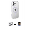MARSİLYAN™- iPhone 16 Pro Max Kılıf Yörünge Koleksiyonu - Siyah Buffer Hayalet Cam Ekran Koruyucu + Pers Alüminyum Kamera Lens - GI