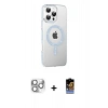 MARSİLYAN™- iPhone 16 Pro Max Kılıf Yörünge Koleksiyonu - Siyah Buffer Hayalet Cam Ekran Koruyucu + Pers Alüminyum Kamera Lens - GS