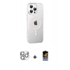 MARSİLYAN™- iPhone 16 Pro Max Kılıf Yörünge Koleksiyonu - Siyah Buffer Hayalet Cam Ekran Koruyucu + Pers Alüminyum Kamera Lens - GS