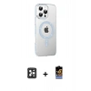 MARSİLYAN™- iPhone 16 Pro Max Kılıf Yörünge Koleksiyonu - Siyah Buffer Hayalet Cam Ekran Koruyucu + PVD Metal Kamera Lens - SH