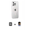 MARSİLYAN™- iPhone 16 Pro Max Kılıf Yörünge Koleksiyonu - Siyah Buffer Hayalet Cam Ekran Koruyucu + PVD Metal Kamera Lens - SH