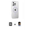 MARSİLYAN™- iPhone 16 Pro Max Kılıf Yörünge Koleksiyonu - Siyah Buffer Hayalet Cam Ekran Koruyucu + PVD Metal Kamera Lens - SH