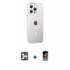 MARSİLYAN™- iPhone 16 Pro Max Kılıf Yörünge Koleksiyonu - Siyah Buffer Hayalet Cam Ekran Koruyucu + PVD Metal Kamera Lens - GS