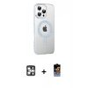 MARSİLYAN™- iPhone 16 Pro Max Kılıf Yörünge Koleksiyonu - Siyah Buffer Hayalet Cam Ekran Koruyucu + PVD Metal Kamera Lens - GS